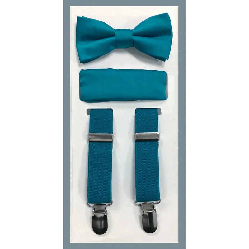 Kid's Clip Suspender Set w/ Bow Tie & Hanky