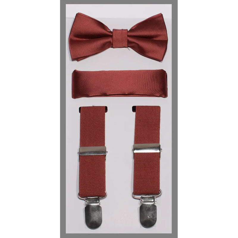 Kid's Clip Suspender Set w/ Bow Tie & Hanky