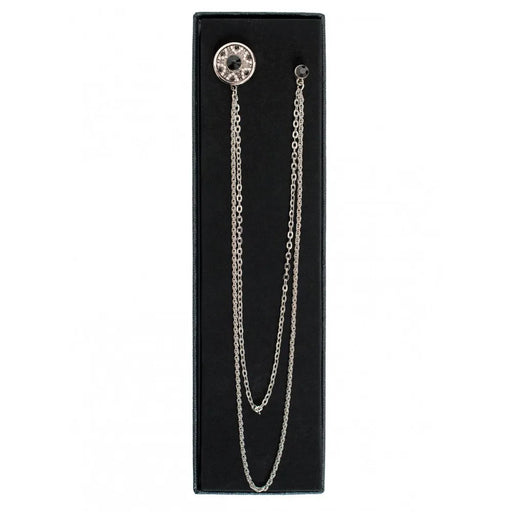 Men's Long Chain Jeweled Star Brooch Lapel Pin