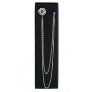 Men's Long Chain Jeweled Star Brooch Lapel Pin