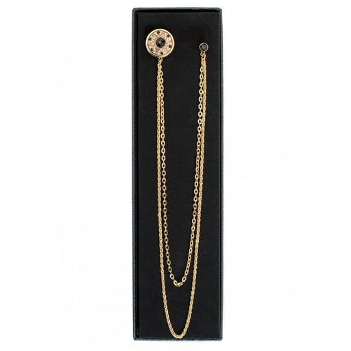 Men's Long Chain Jeweled Star Brooch Lapel Pin