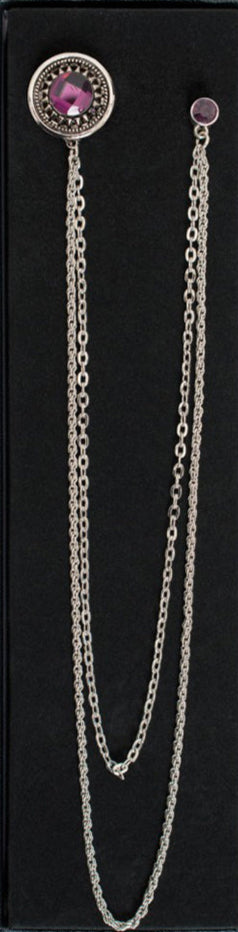 Long Chain Gemstone Brooch Lapel Pin