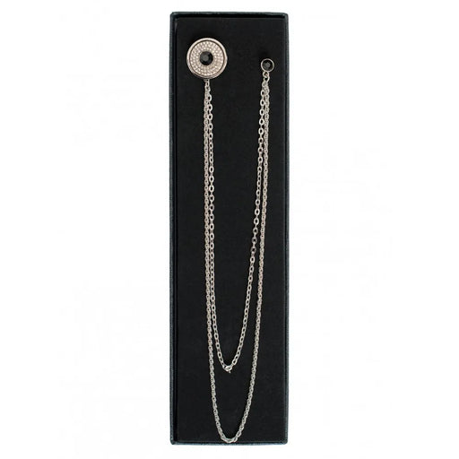 Men's Long Chain Jeweled Brooch Lapel Pin