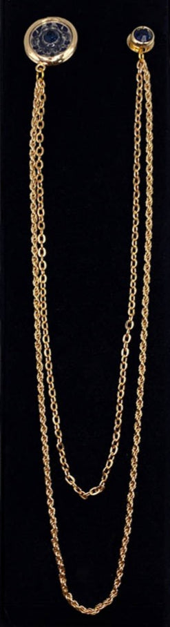 Long Chain Jeweled Floral Brooch Lapel Pin