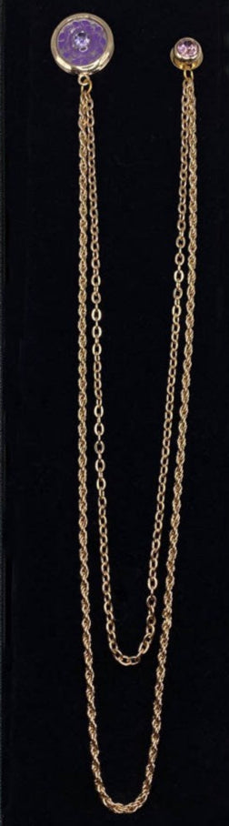 Long Chain Jeweled Floral Brooch Lapel Pin