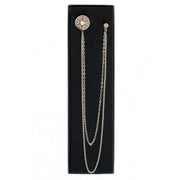 Men's Long Chain Jeweled Star Brooch Lapel Pin