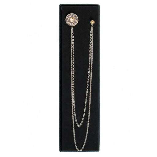 Men's Long Chain Jeweled Star Brooch Lapel Pin