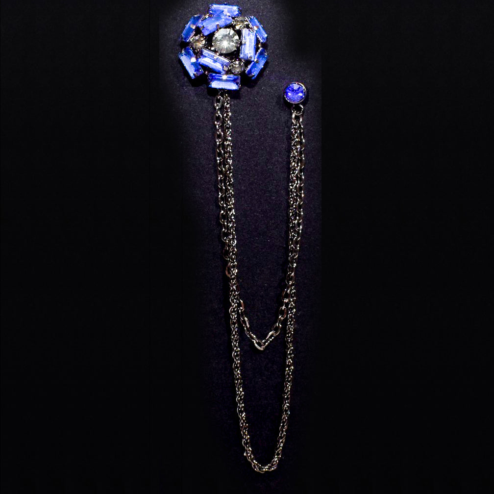 Crystal Carnation Medium Chain Brooch Lapel Pin