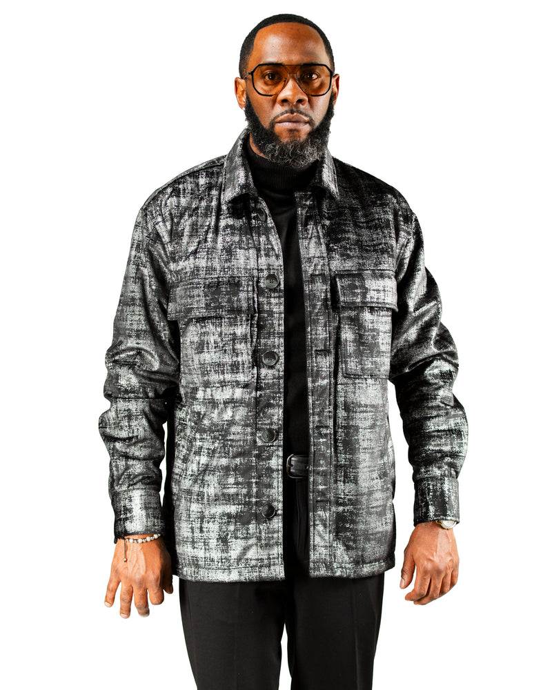 Silver Distressed Metallic Jacket
