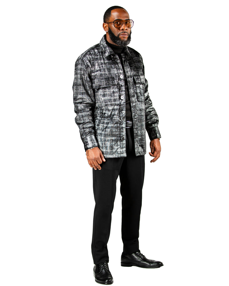 Silver Distressed Metallic Jacket
