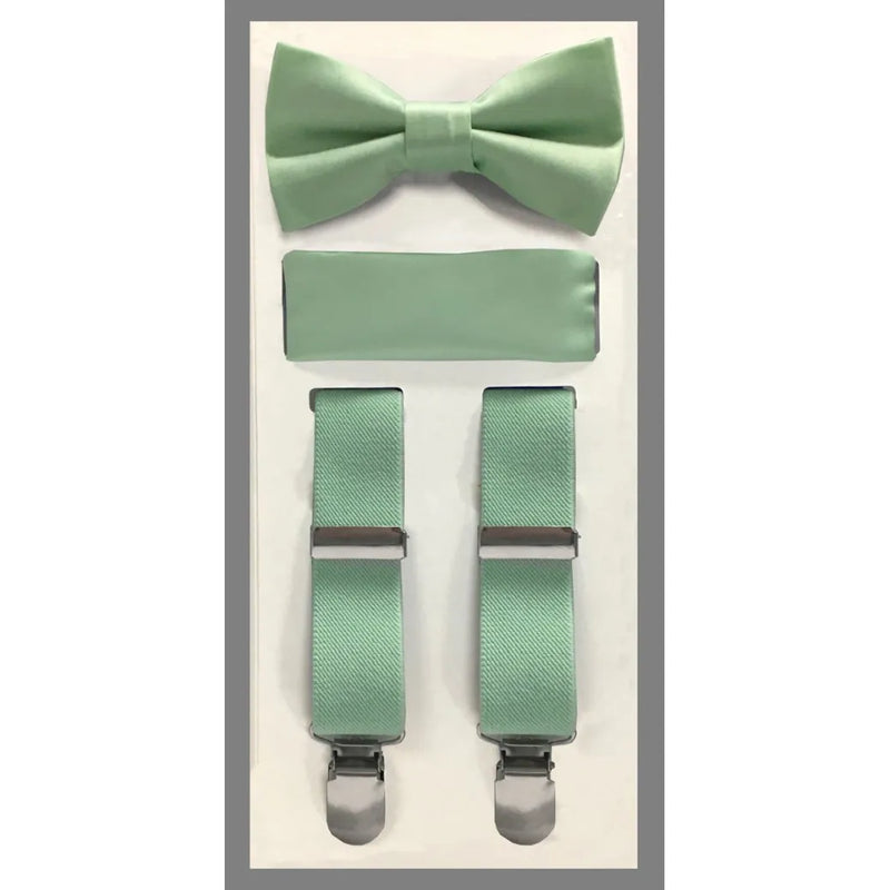Kid's Clip Suspender Set w/ Bow Tie & Hanky