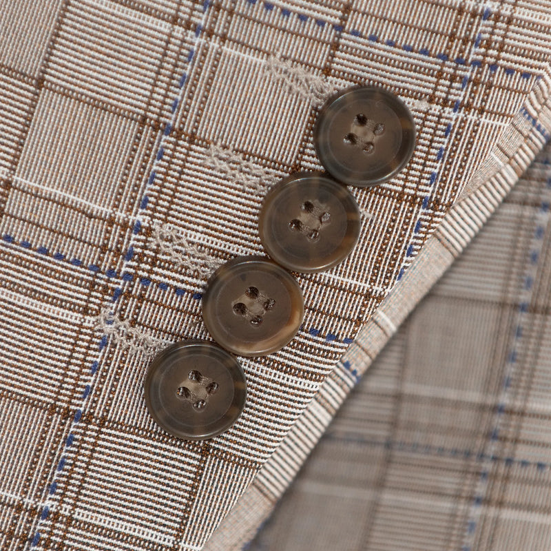 Taupe Plaid 3-Piece Tailored-Fit Suit