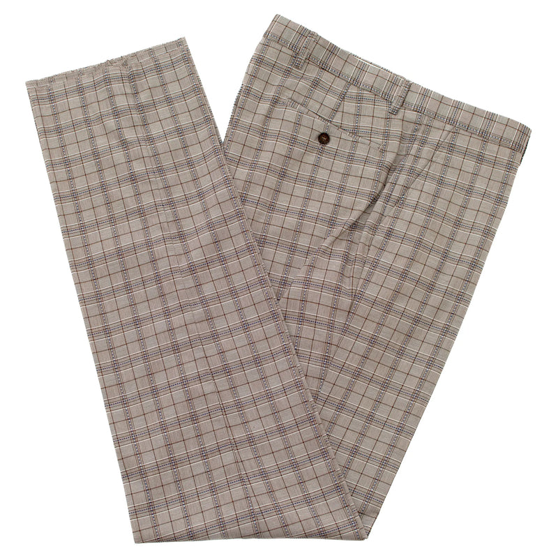 Taupe Plaid 3-Piece Tailored-Fit Suit