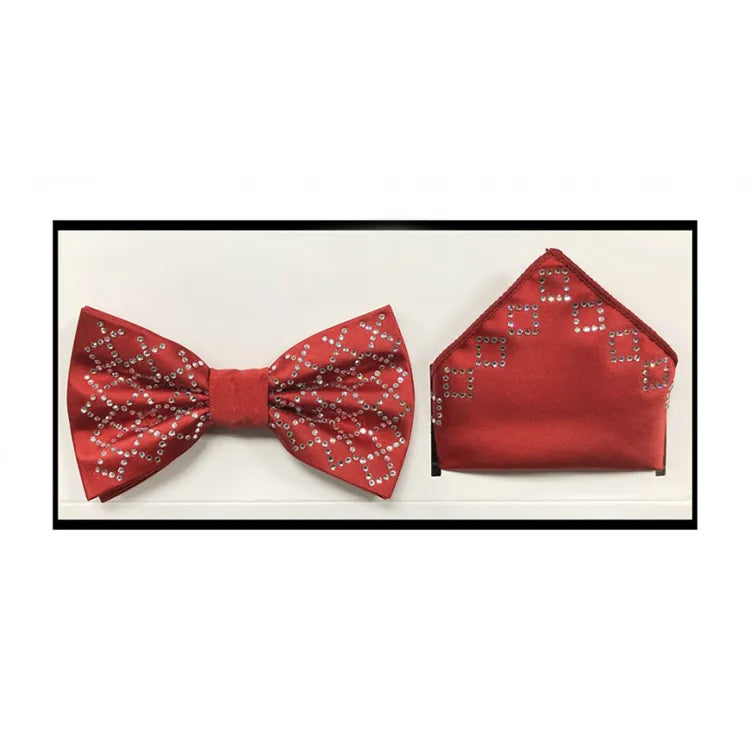 Men's Rhinestone Bow-Tie And Handkerchief Set