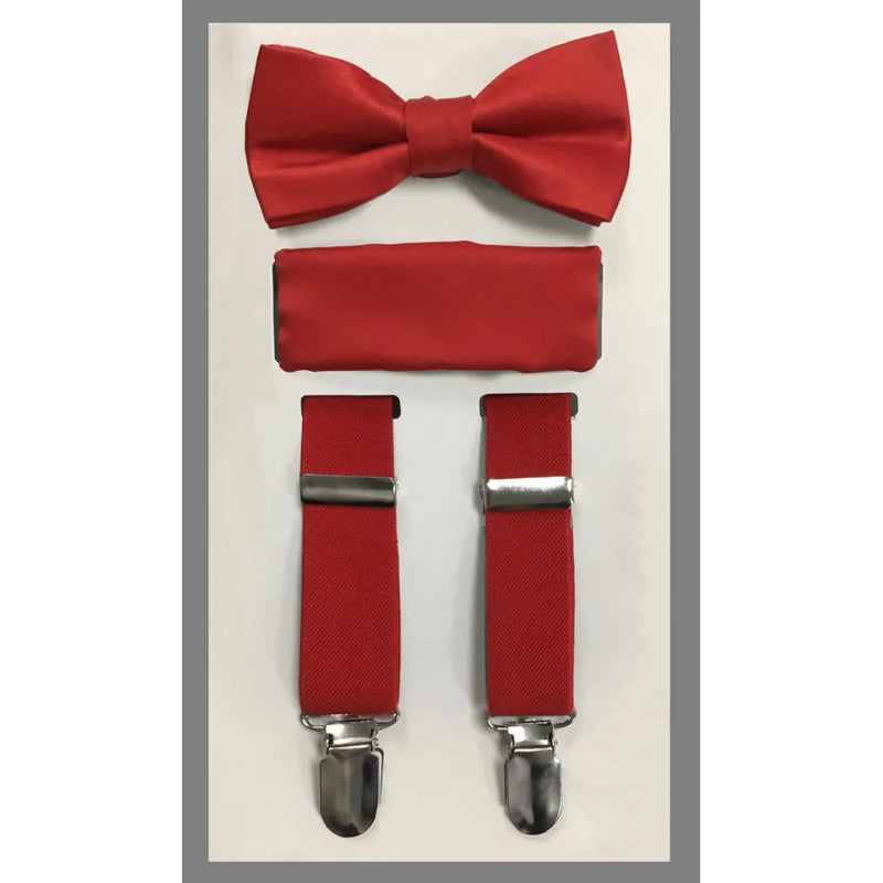 Kid's Clip Suspender Set w/ Bow Tie & Hanky