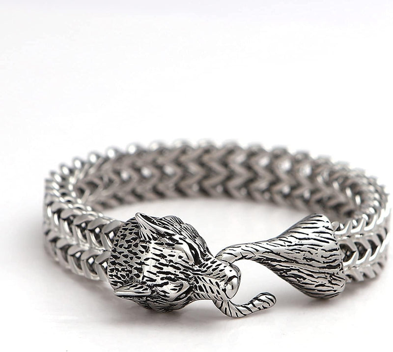 Wolf Head Woven Chain Hook Bracelet