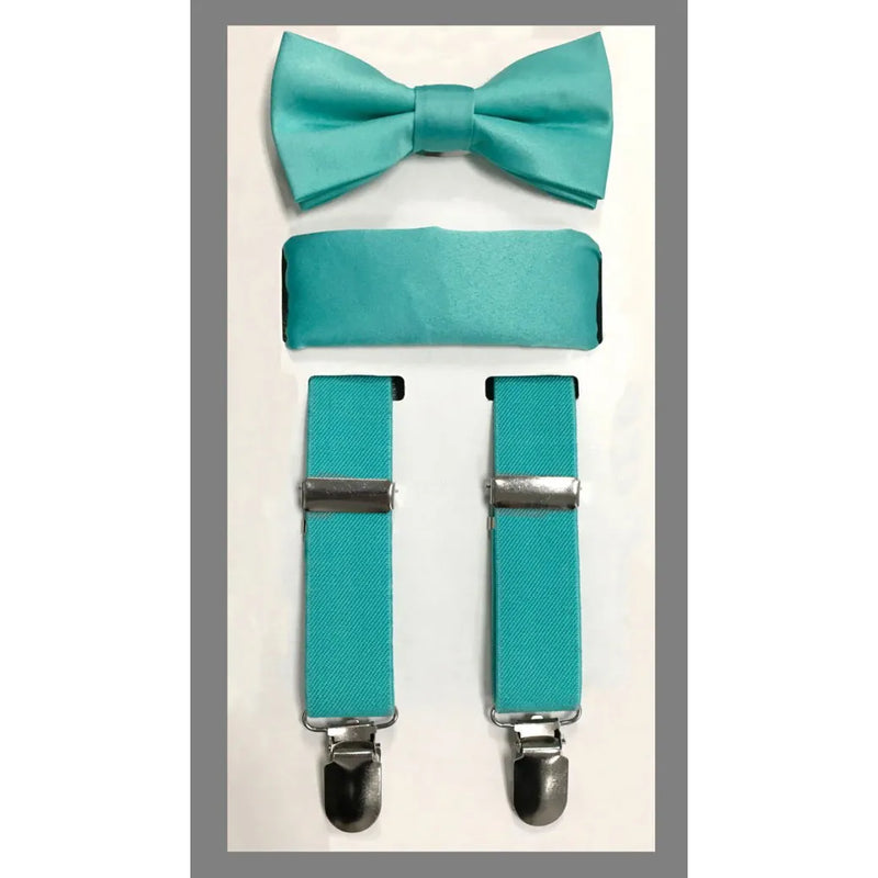 Kid's Clip Suspender Set w/ Bow Tie & Hanky