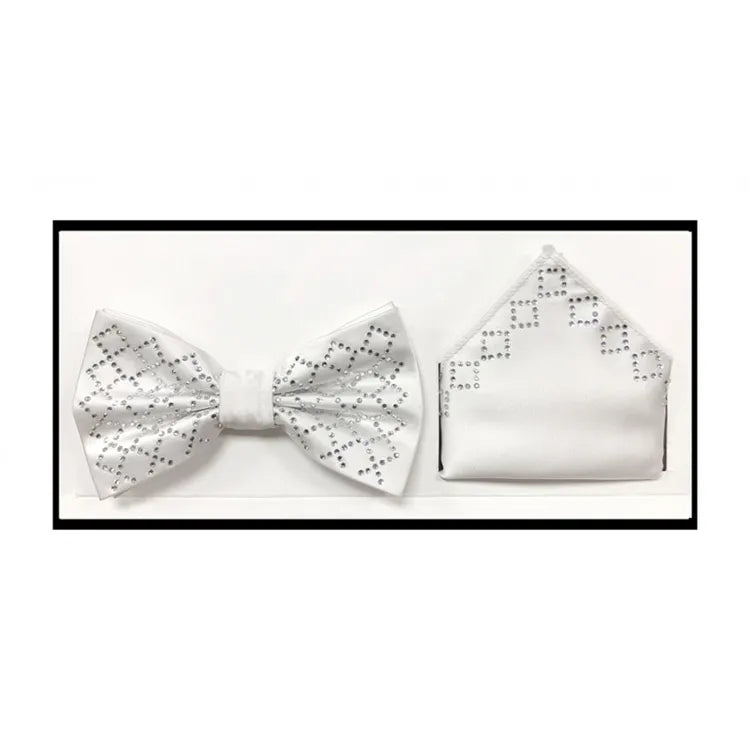 Men's Rhinestone Bow-Tie And Handkerchief Set