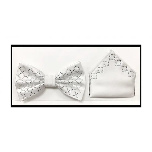 Men's Rhinestone Bow-Tie And Handkerchief Set