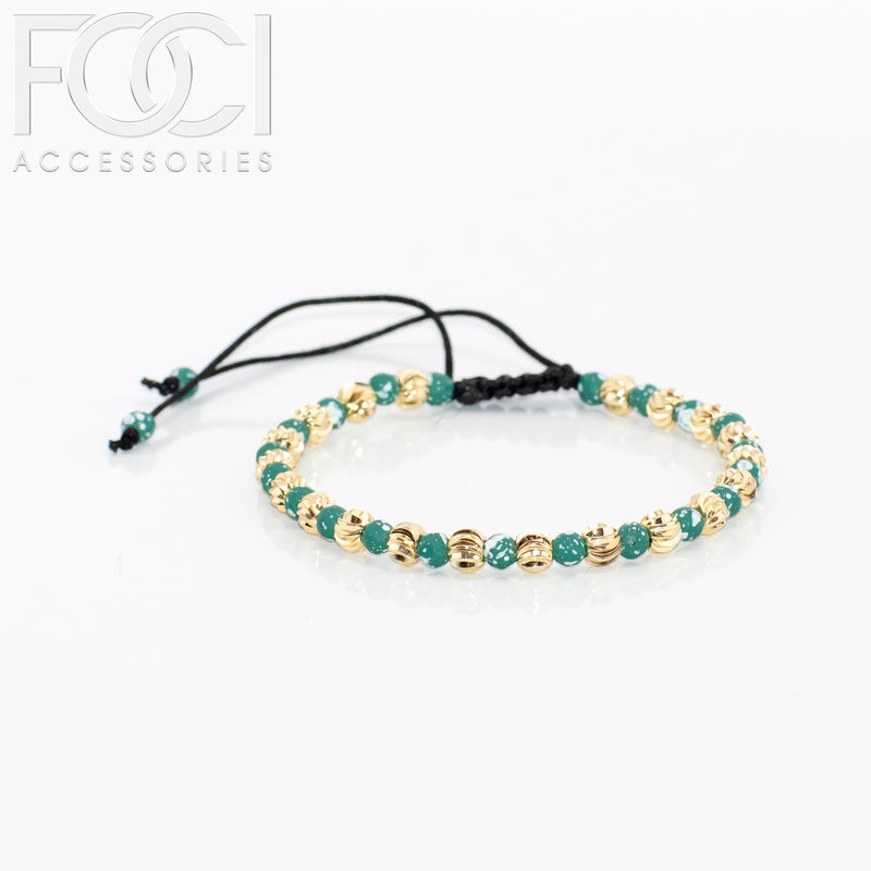 Unisex Gold and Colored Beaded Bracelet