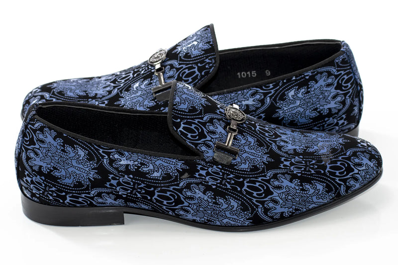 Blue Patterned Designer Bit Loafer