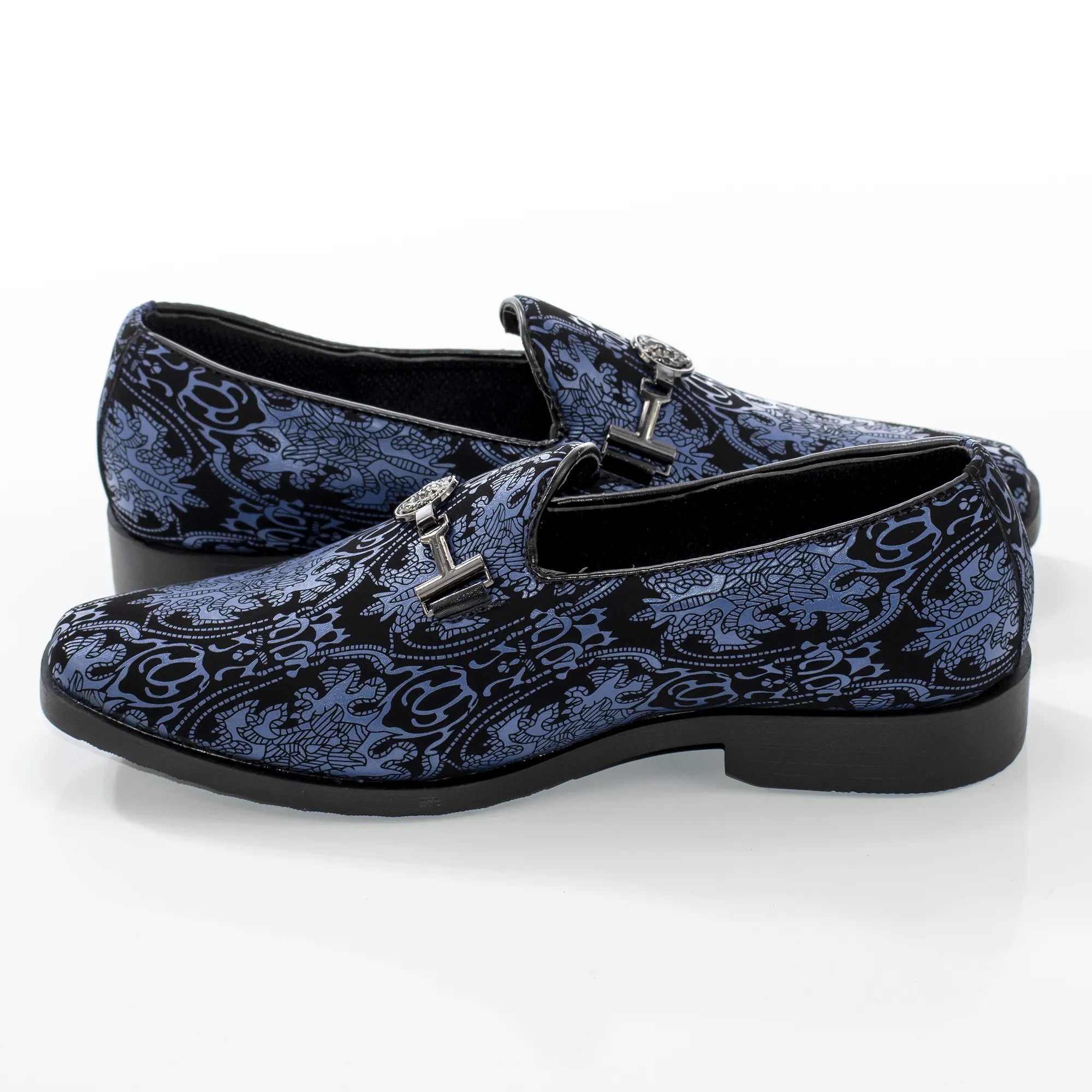 Blue Patterned Designer Bit Kid's Loafer
