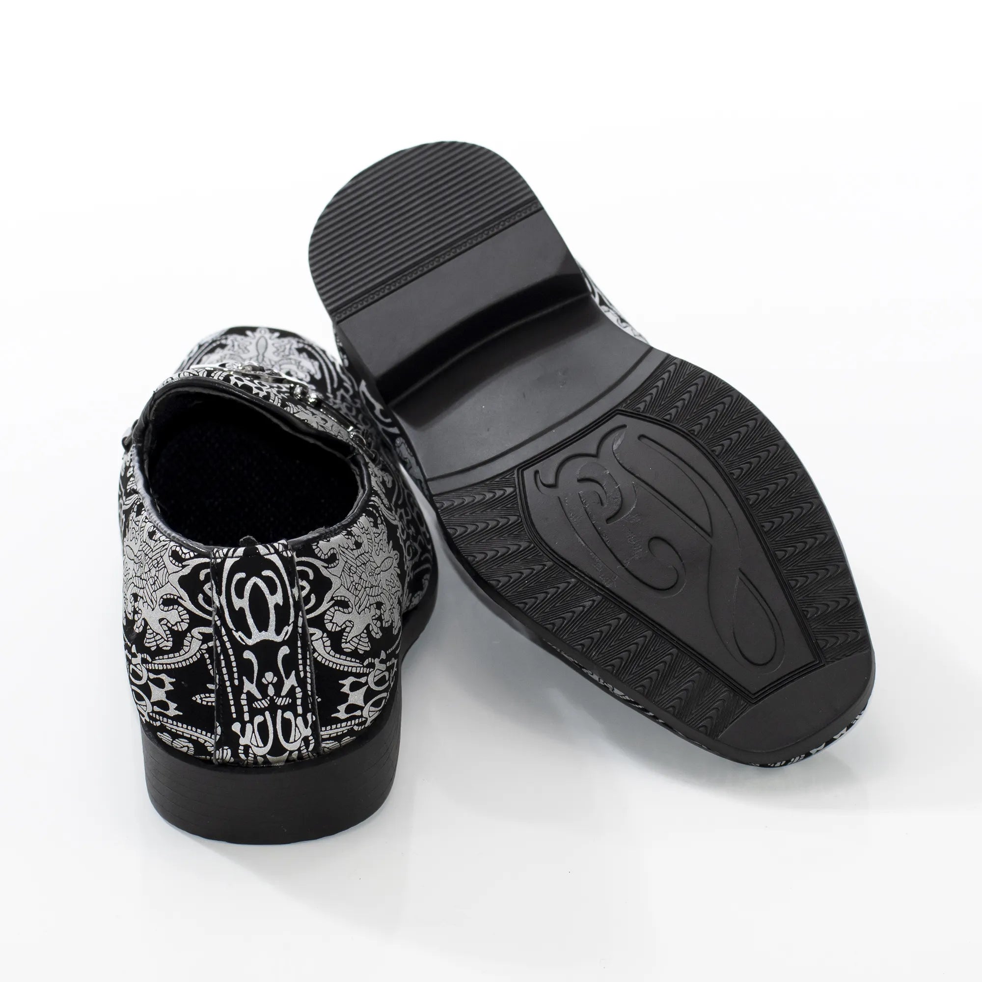 Silver Patterned Designer Bit Kid's Loafer