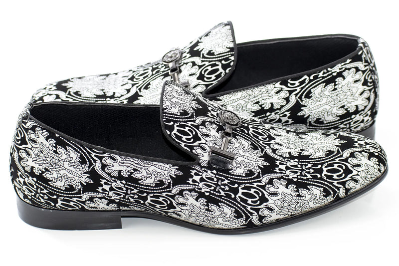 Silver Patterned Designer Bit Loafer