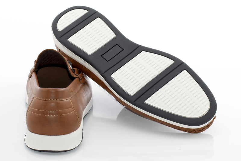 Tan Leather Cushioned Loafer with Braided Leather Bit