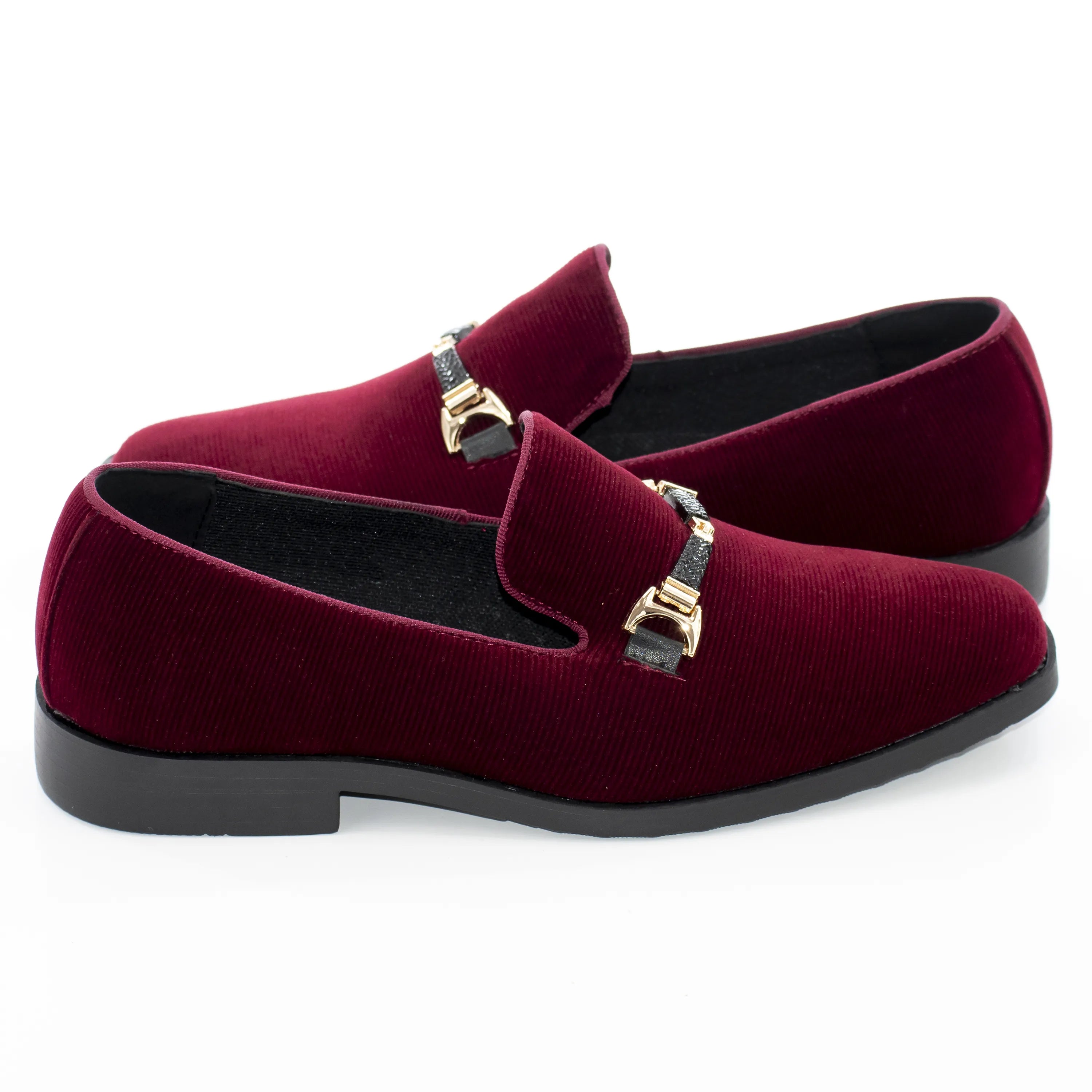 Red Velvet Slip-On Buckle Kid's Shoe