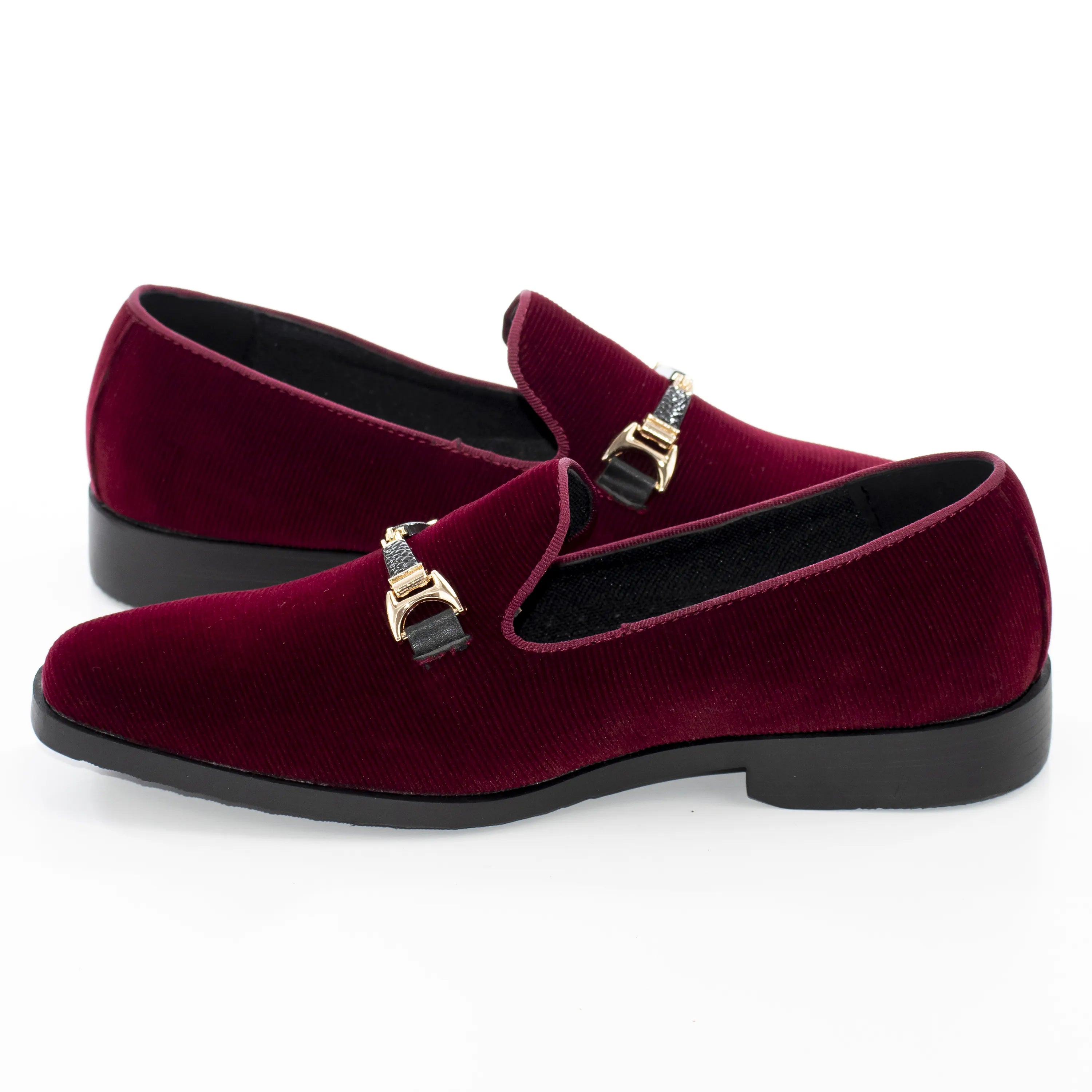 Red Velvet Slip-On Buckle Kid's Shoe
