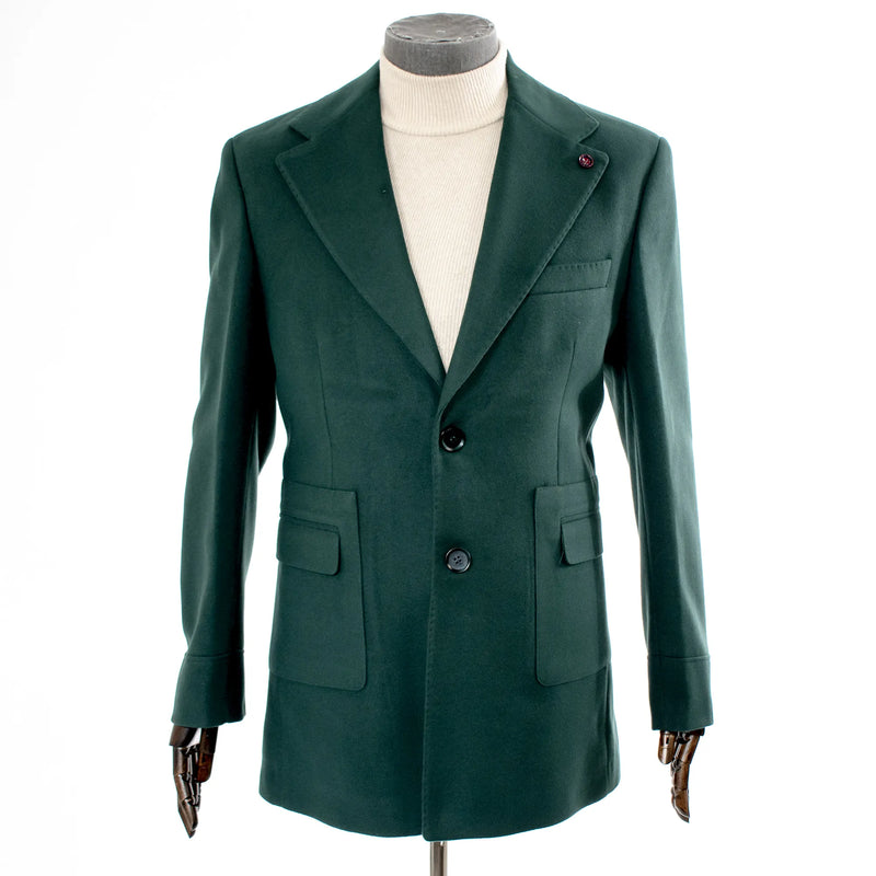 Men's Forest Green Wool Overcoat