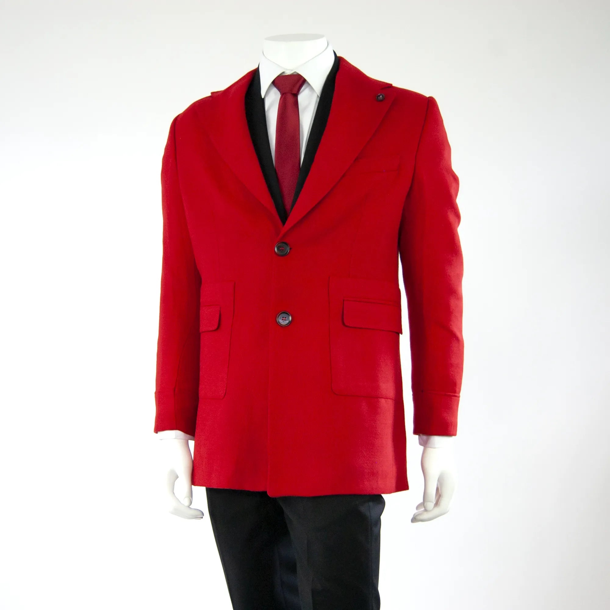 Men's Red Wool Overcoat