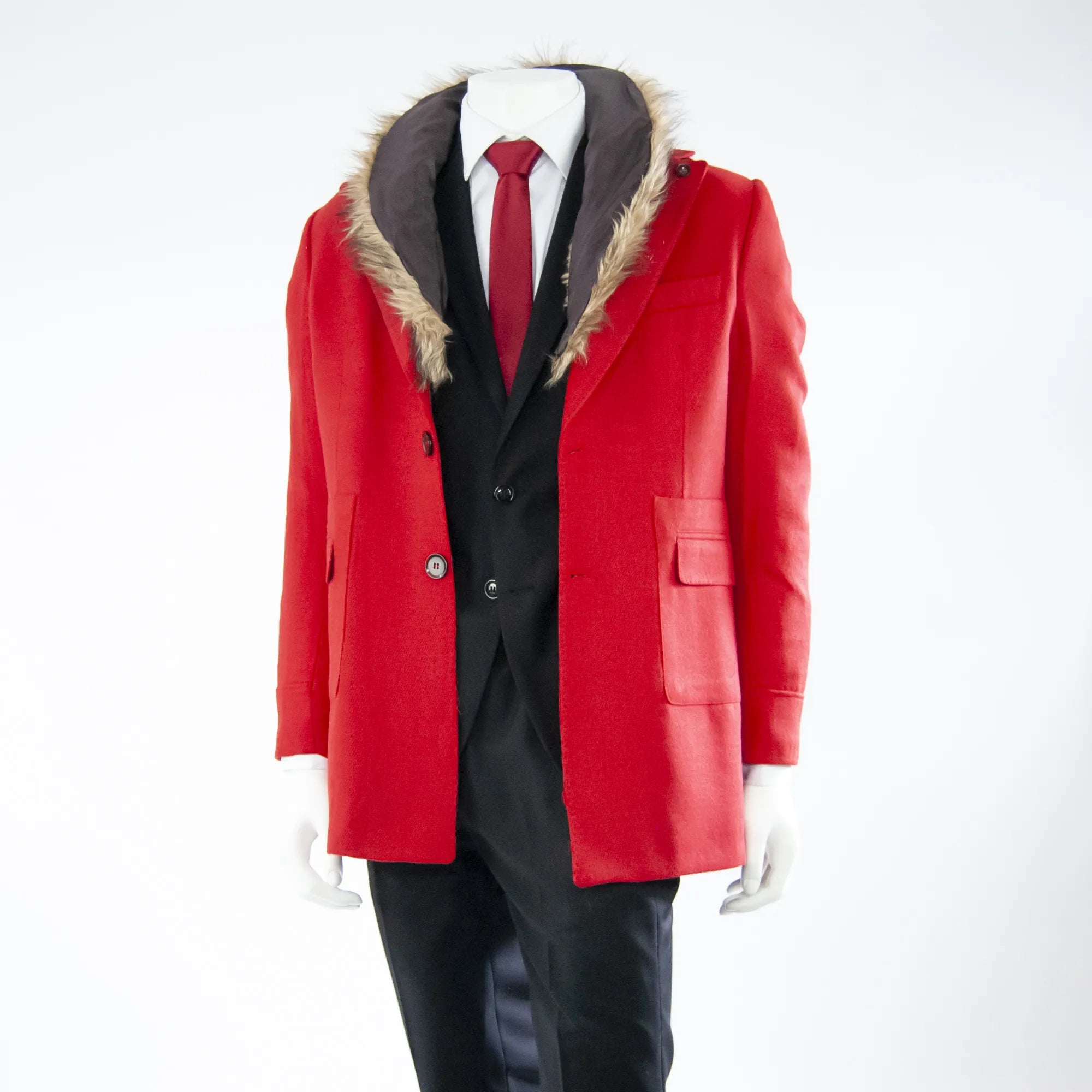 Men's Red Wool Overcoat