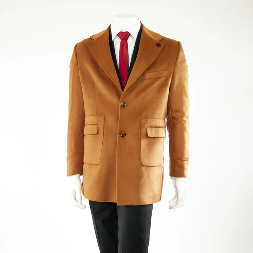 Men's Caramel Brown Wool Overcoat