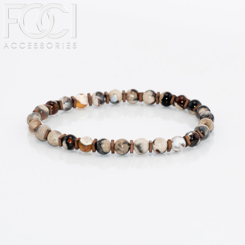 Unisex Large Bead and Metal Spacers Bracelet