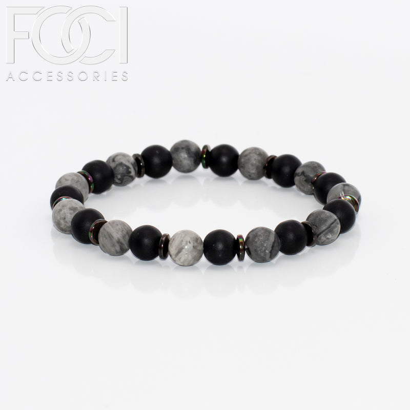 Unisex Large Bead and Metal Spacers Bracelet