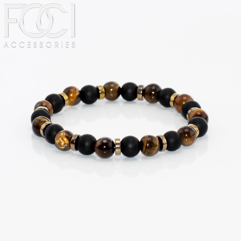 Unisex Large Bead and Metal Spacers Bracelet
