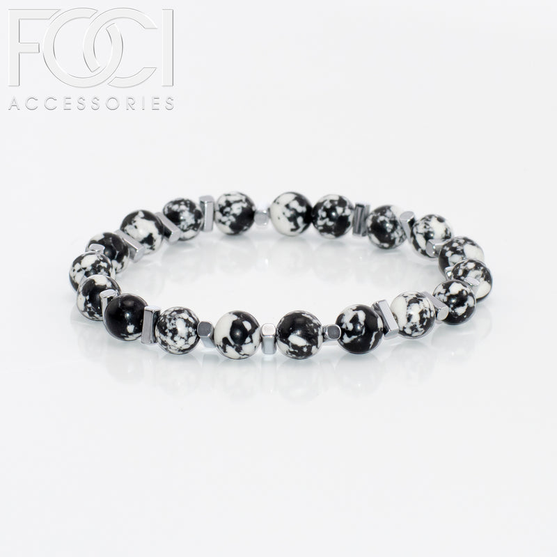 Unisex Large Bead and Metal Spacers Bracelet