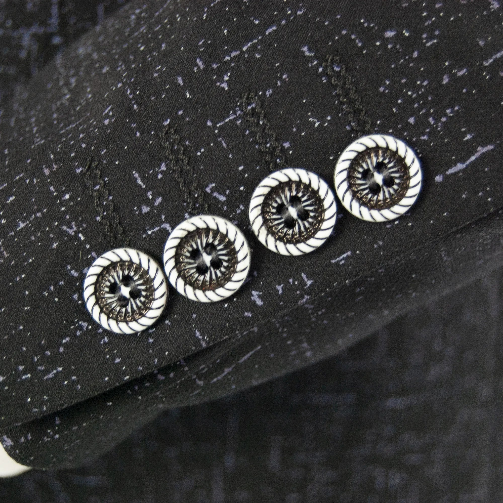 Black and White Splash 3-Piece Slim-Fit Suit