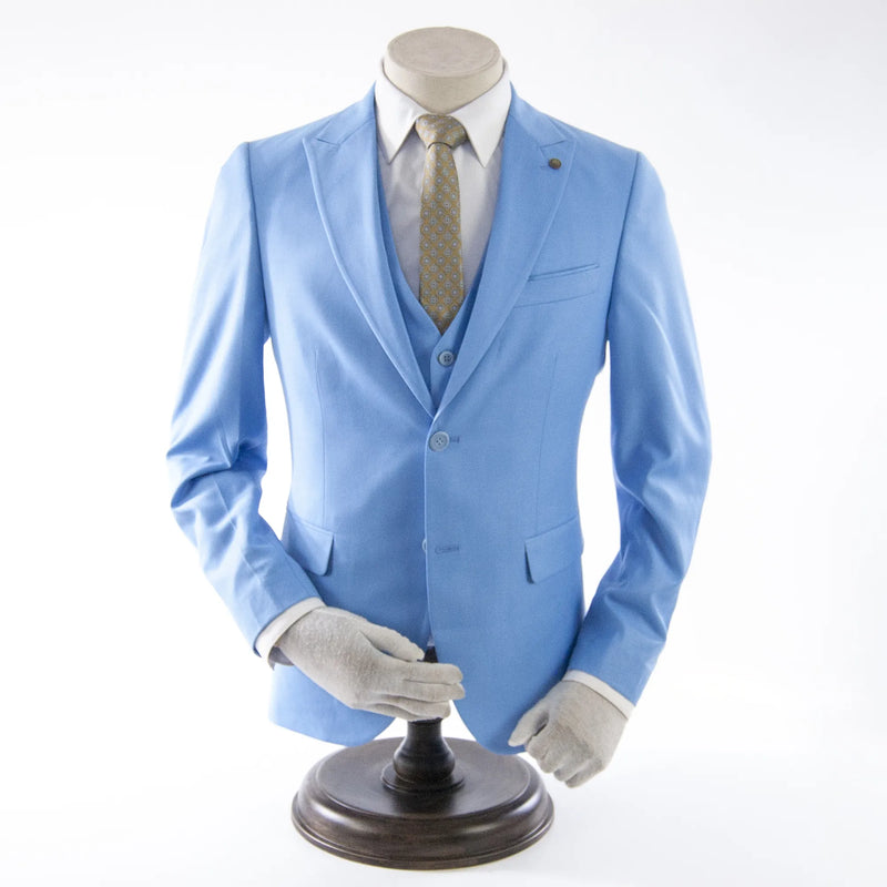 Light Blue 3-Piece Slim-Fit Suit