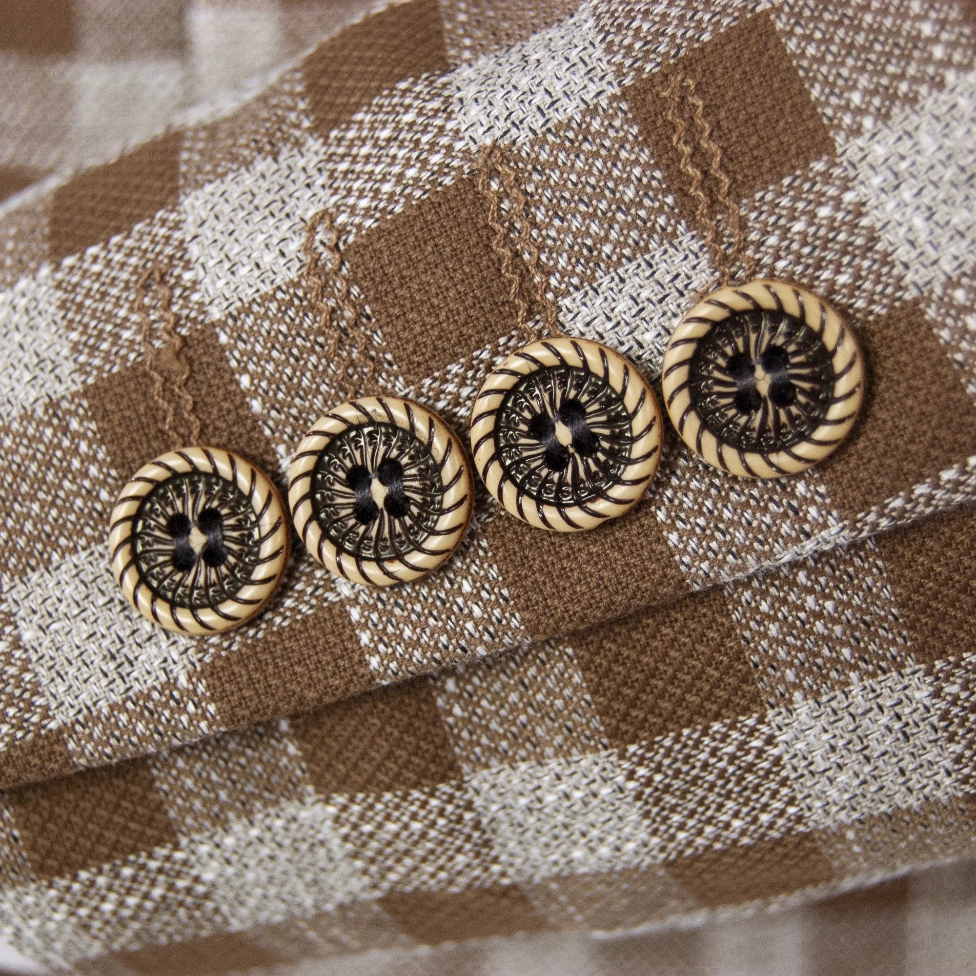 Brown Plaid 3-Piece Slim-Fit Suit
