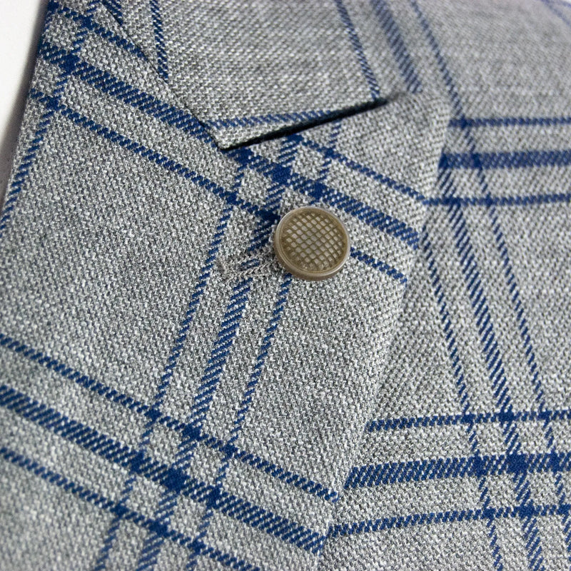 Gray Plaid 3-Piece Slim-Fit Suit