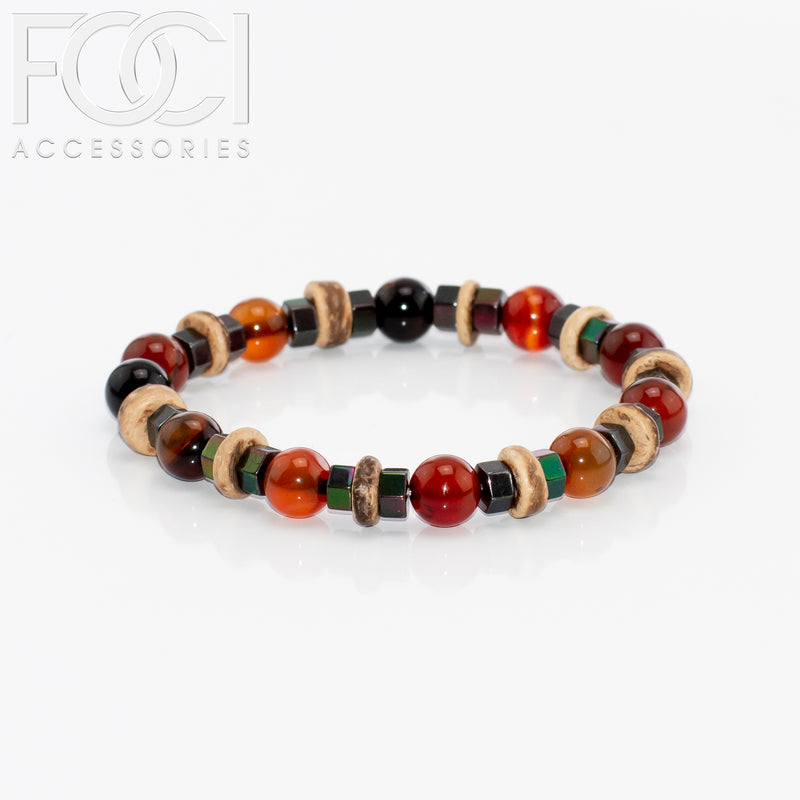 Unisex Large Bead and Metal Spacers Bracelet