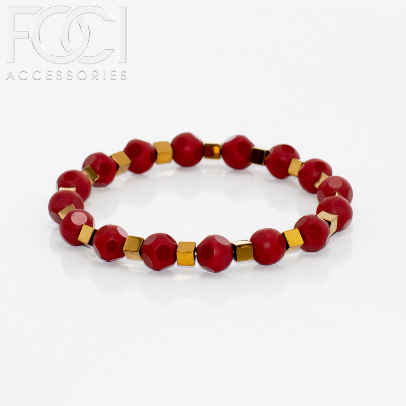 Unisex Large Bead and Metal Spacers Bracelet