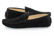 Black Suede Penny Loafer - Quarter, Heel