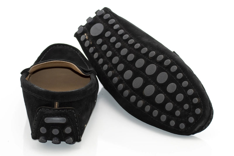 Black Suede Penny Loafer - Back, Sole