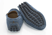 Indigo Blue Suede Penny Loafer - Back, Sole
