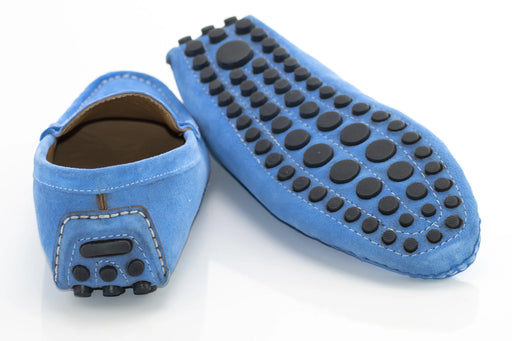 Light Blue Suede Penny Loafer - Back, Sole