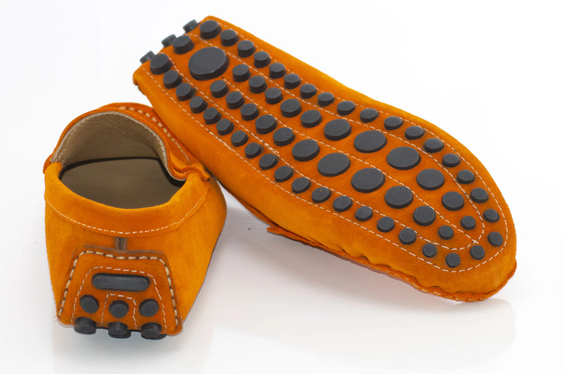 Orange Suede Penny Loafer - Back, Sole